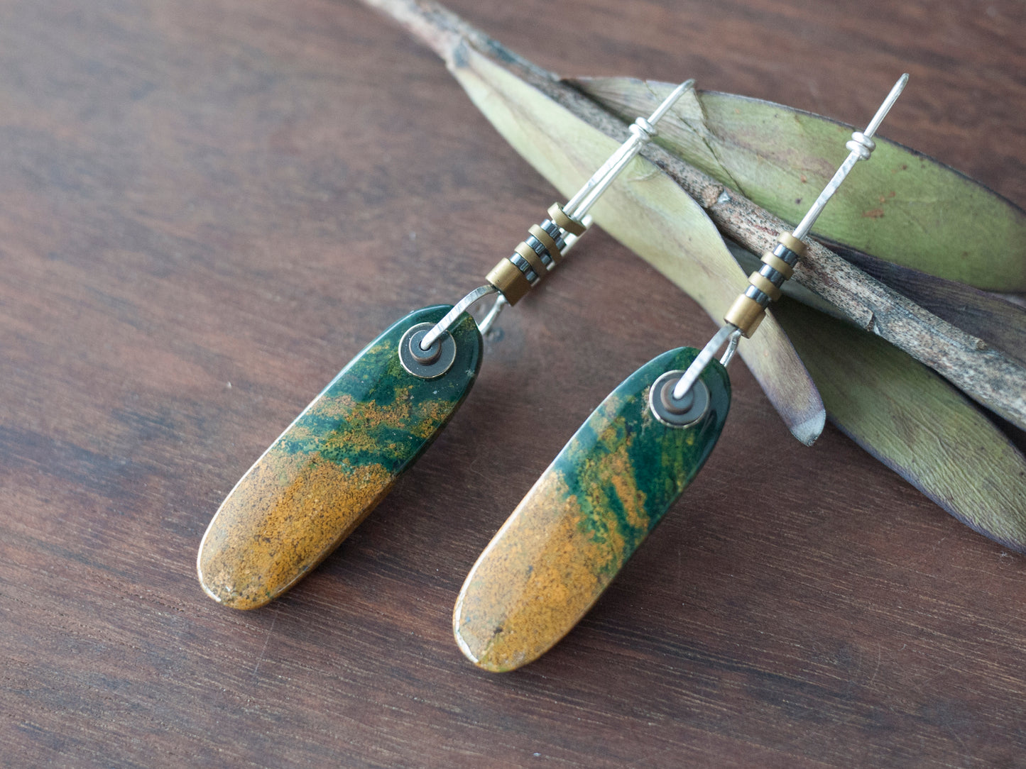 Long Bloodstone Drop Earrings