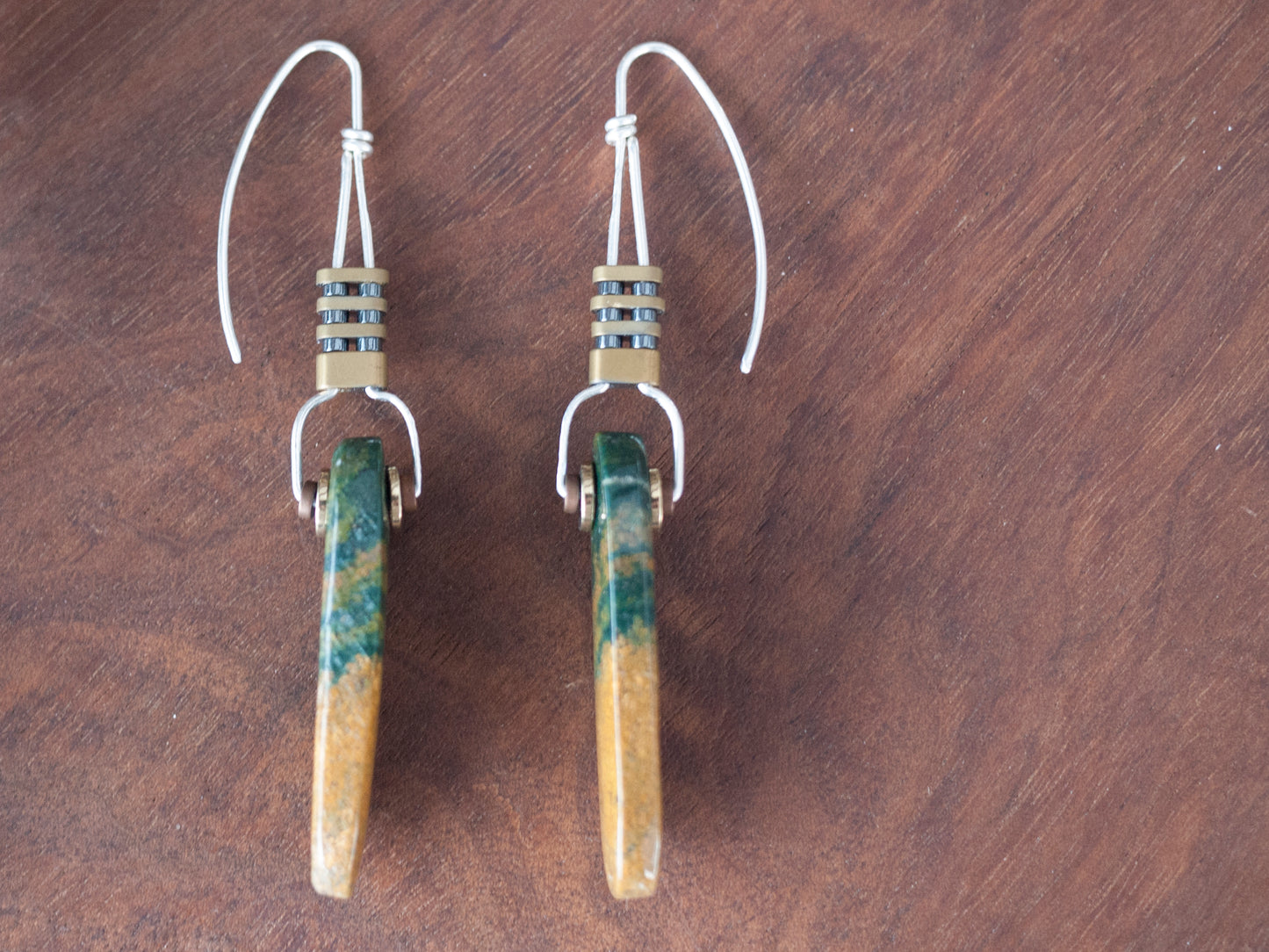 Long Bloodstone Drop Earrings