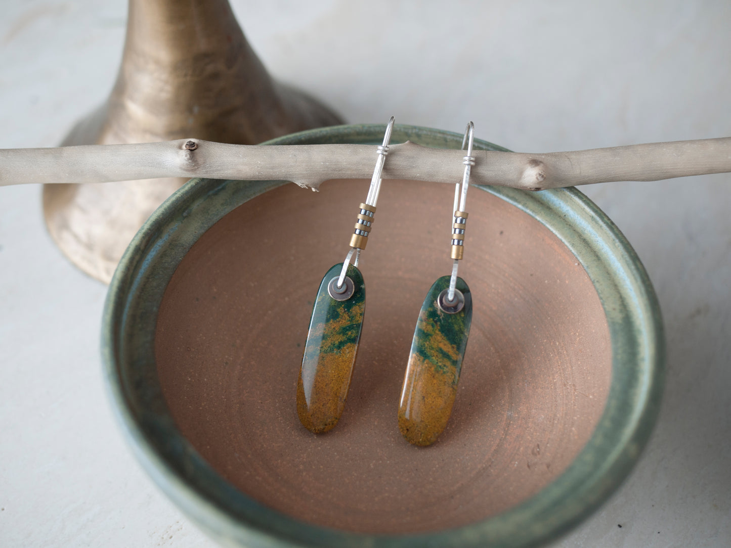 Long Bloodstone Drop Earrings