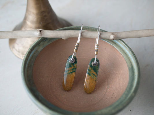 Long Bloodstone Drop Earrings