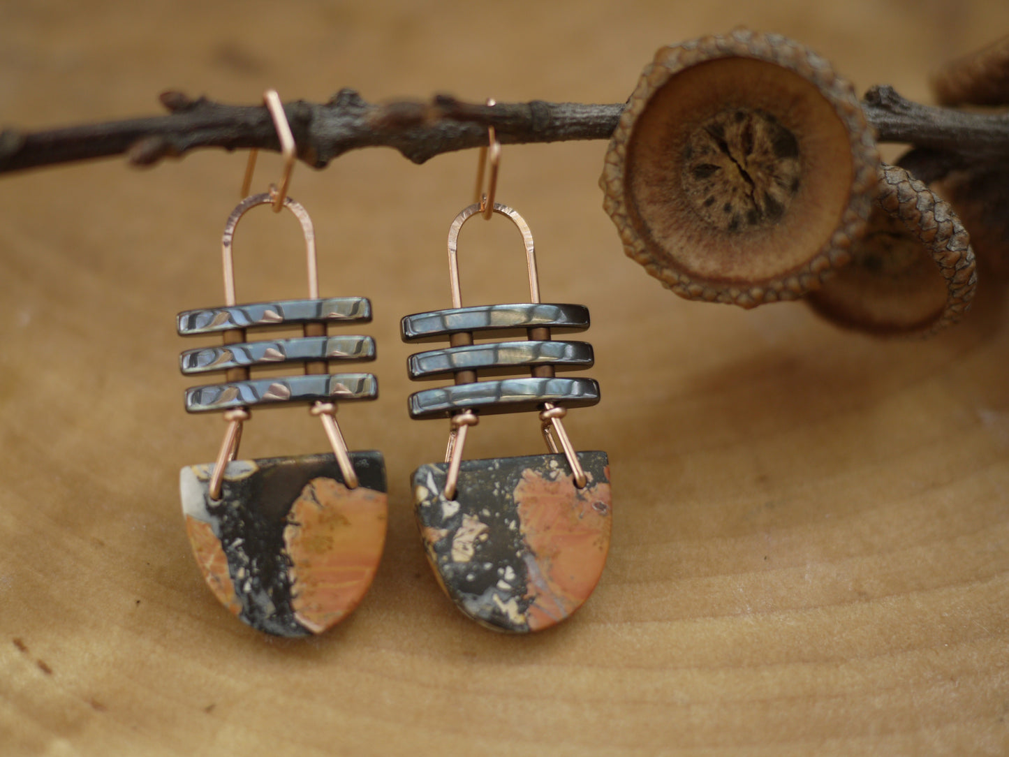 Half Circle Malagano Jasper Dangle Earrings