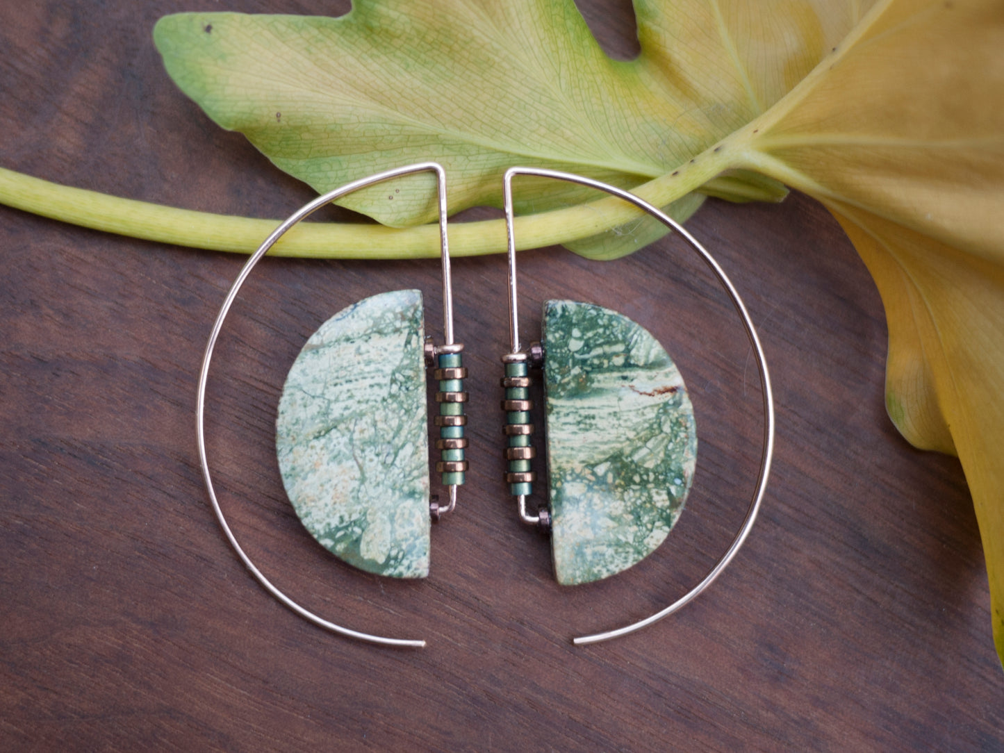 Half Moon Brecciated Jasper Earrings