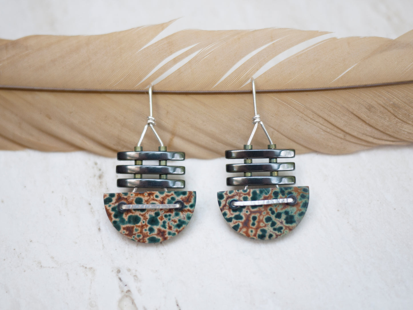 Half Circle River Jasper Drop Earrings