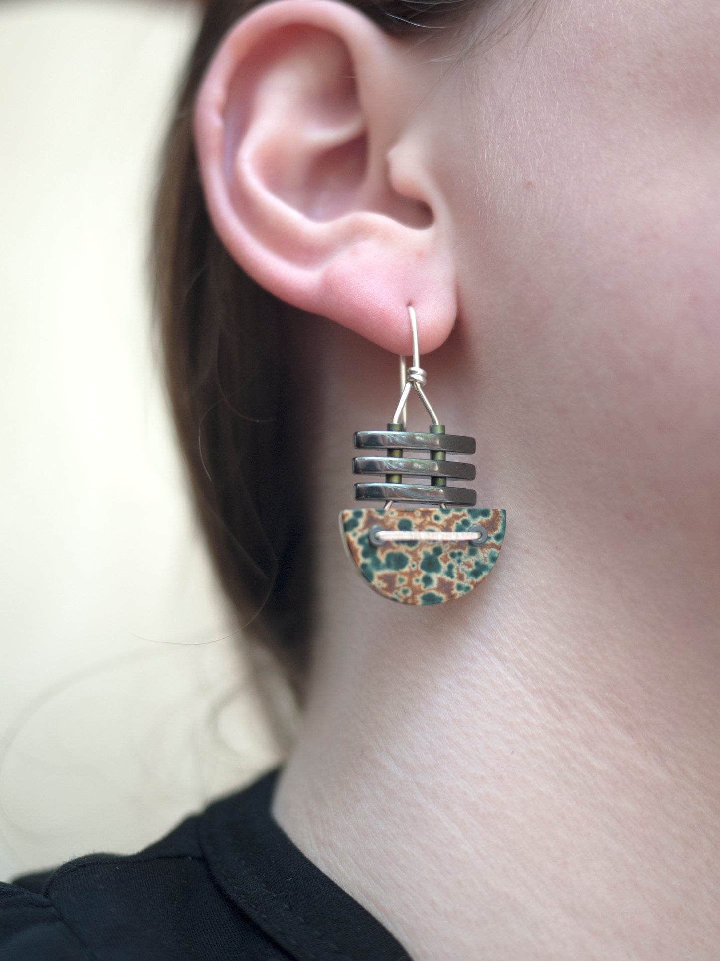 Half Circle River Jasper Drop Earrings