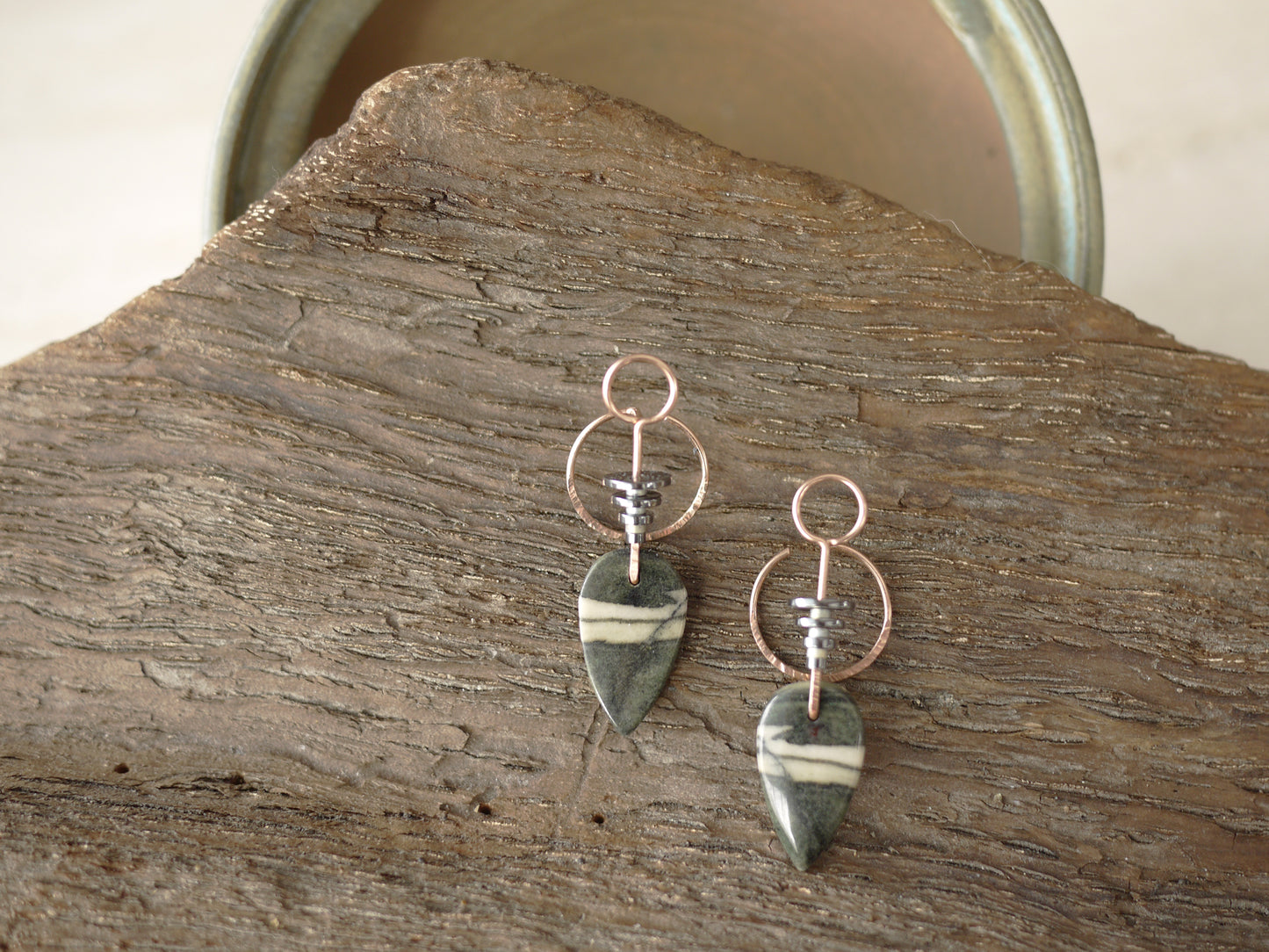 Green Jasper Inverted Teardrop Ear Jacket