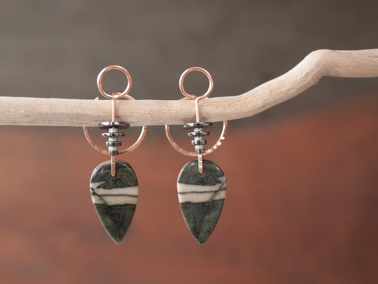 Green Jasper Inverted Teardrop Ear Jacket
