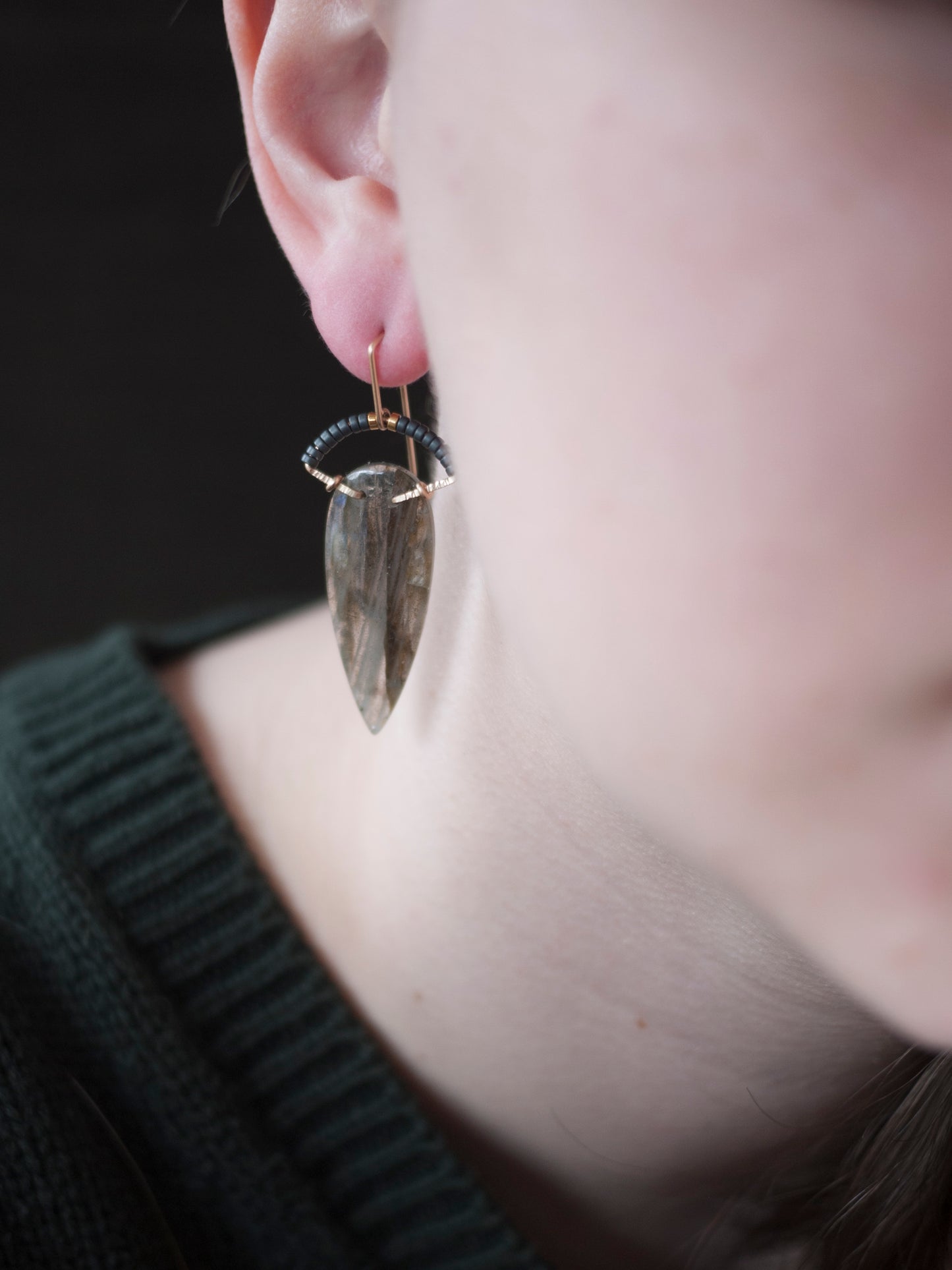 Labradorite Spear Arch Earrings \