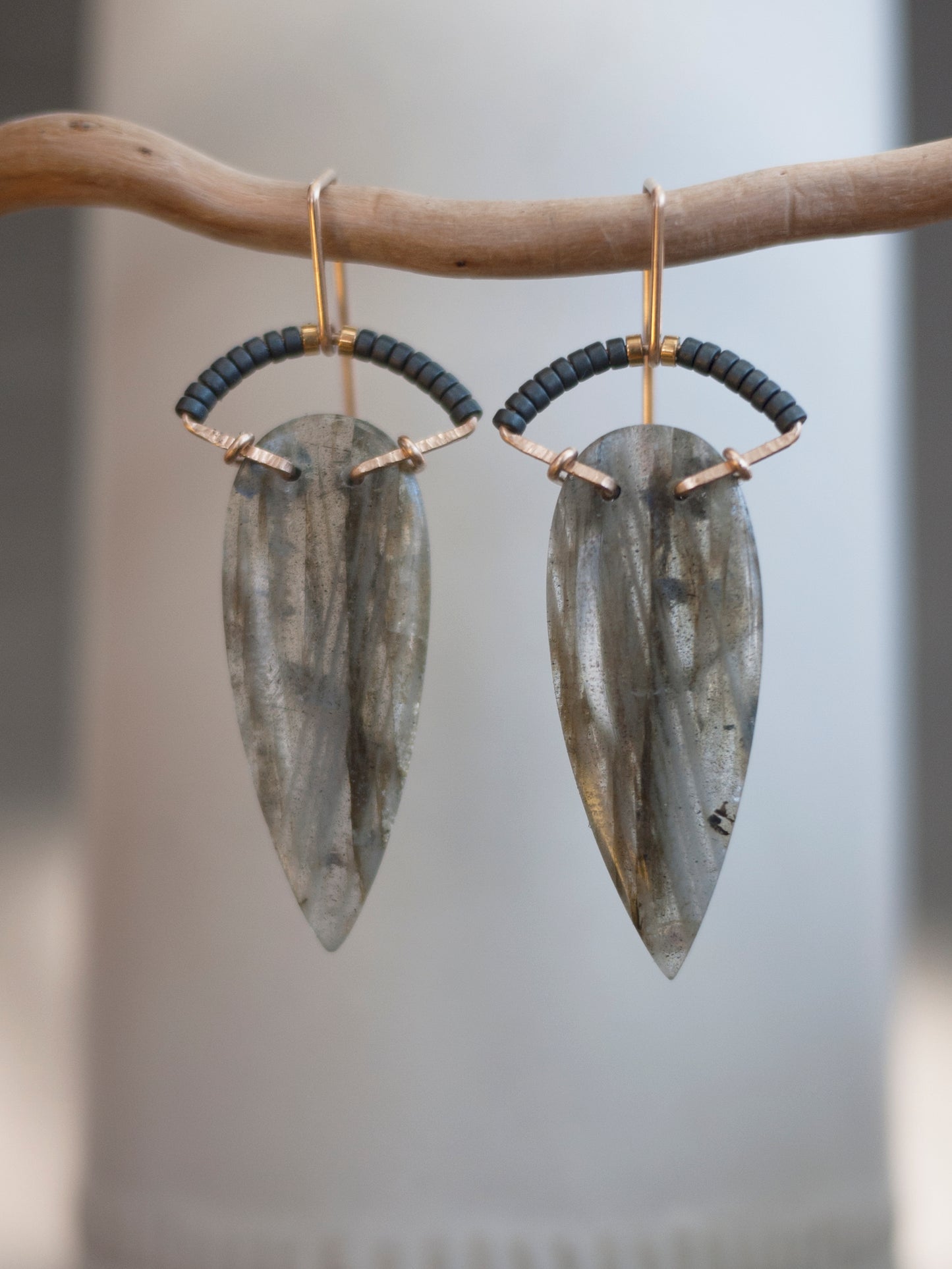 Labradorite Spear Arch Earrings \