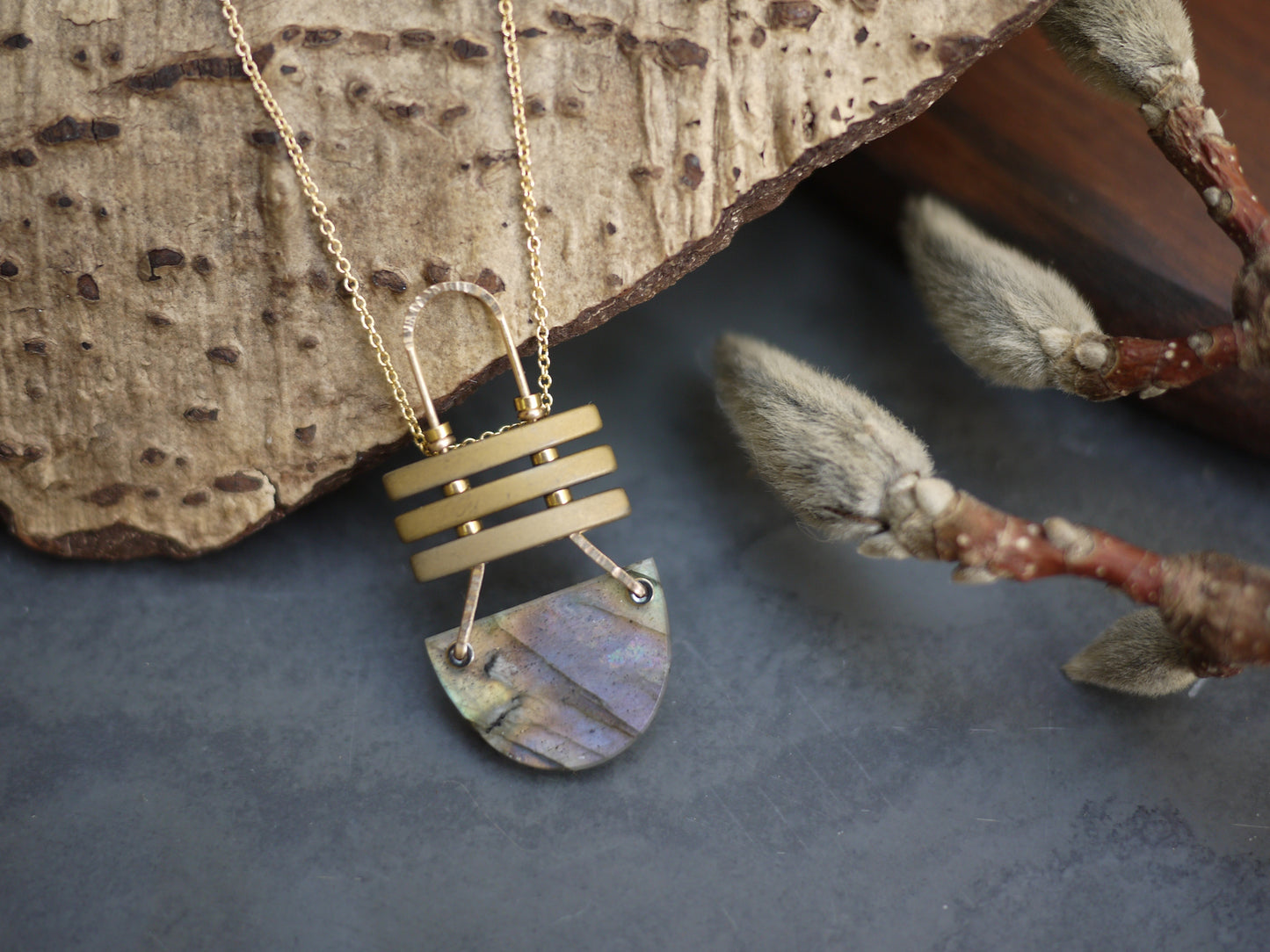 Labradorite Triad Lines Pendant