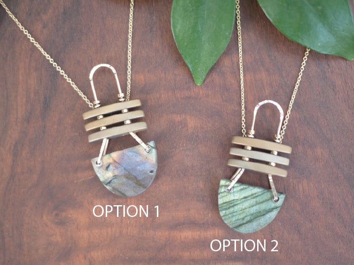 Labradorite Triad Lines Pendant