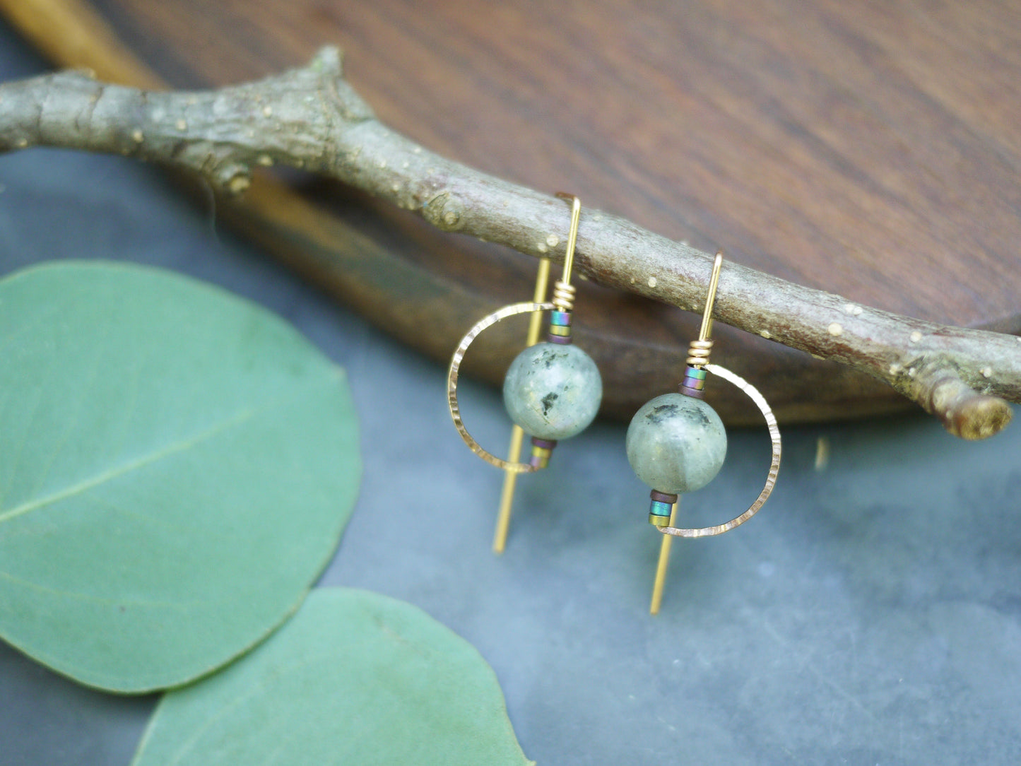 Labradorite Orbit Drop Earrings