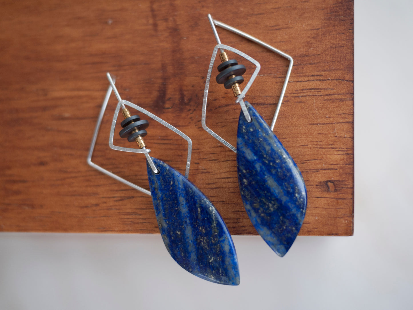 Lapis Lazuli Leaf Drop Earrings