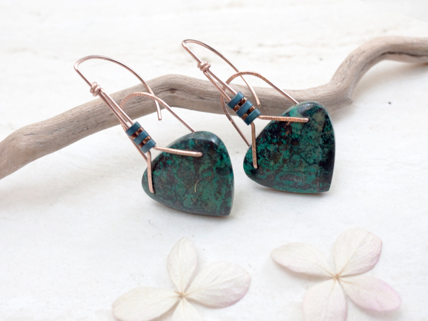 Large Chrysocolla and Gold Fill Drop Earrings