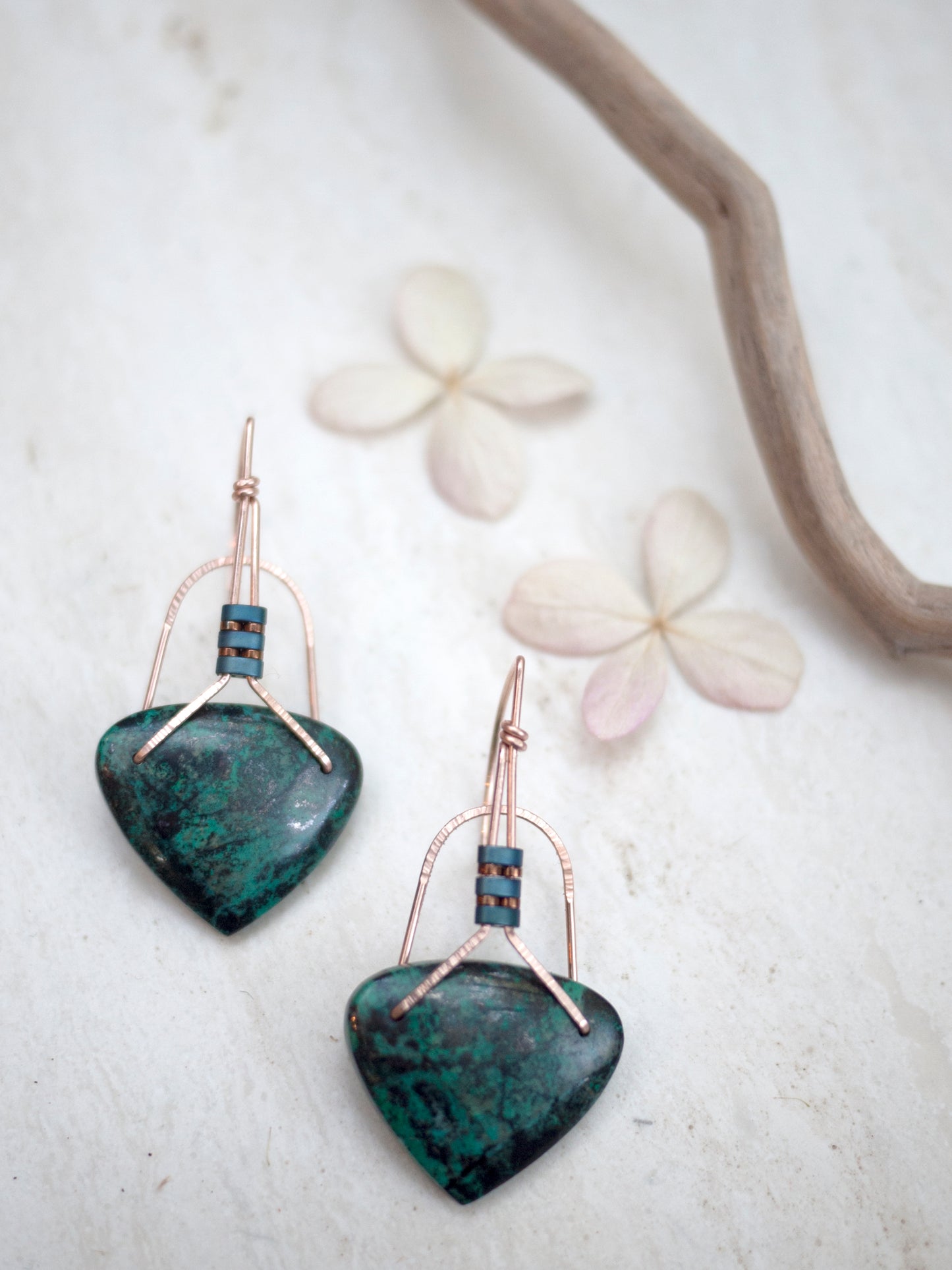 Large Chrysocolla and Gold Fill Drop Earrings