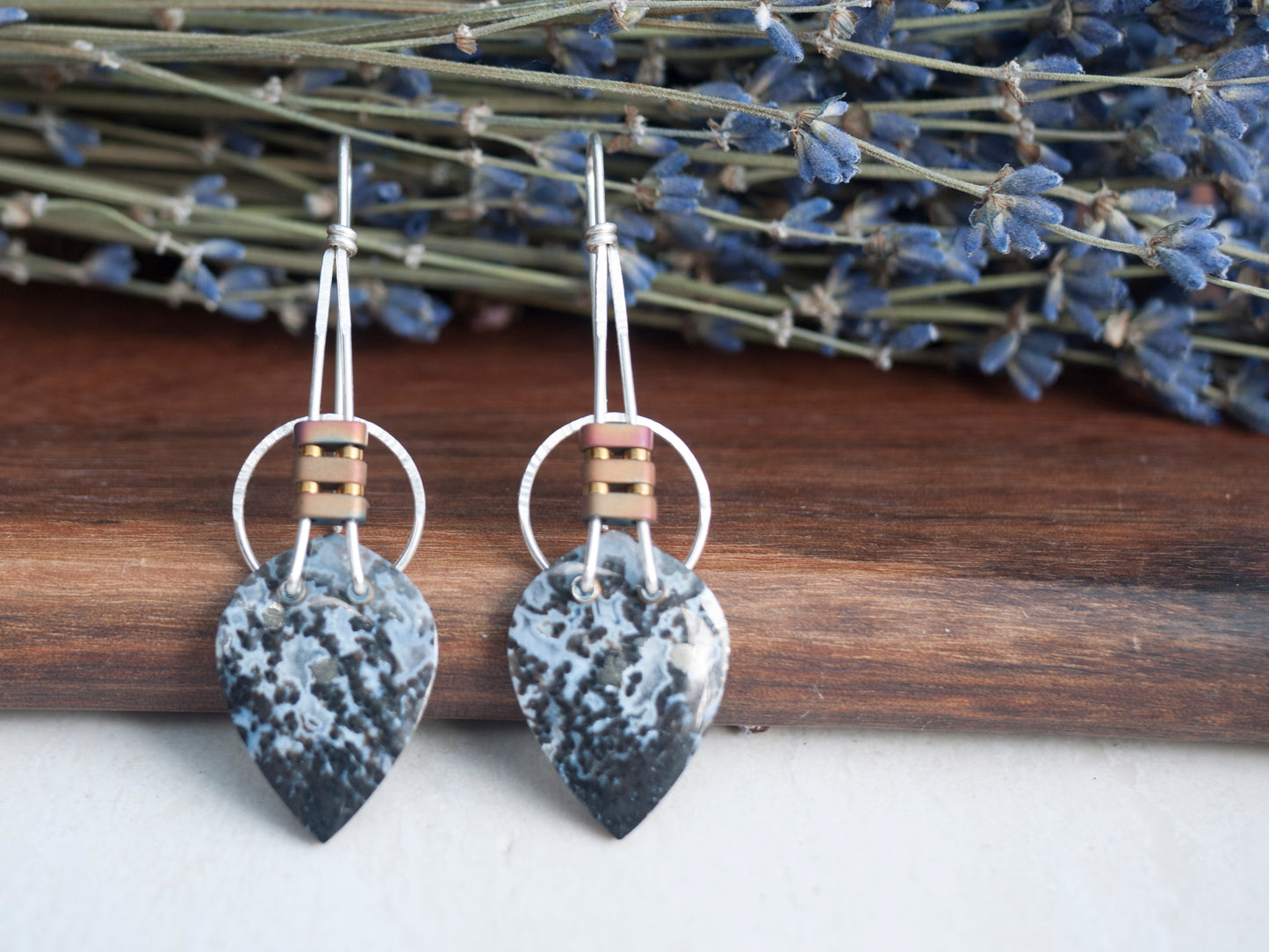 Sterling Silver Fossilized Palmwood Earrings