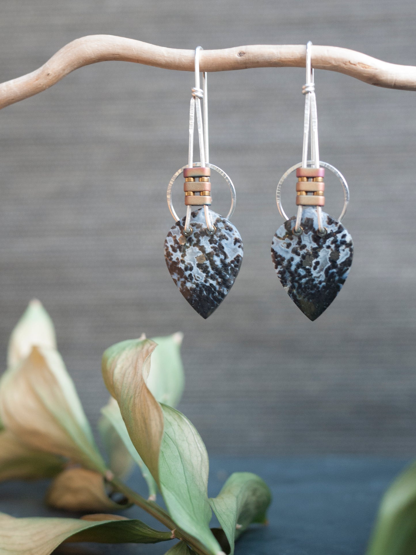 Sterling Silver Fossilized Palmwood Earrings