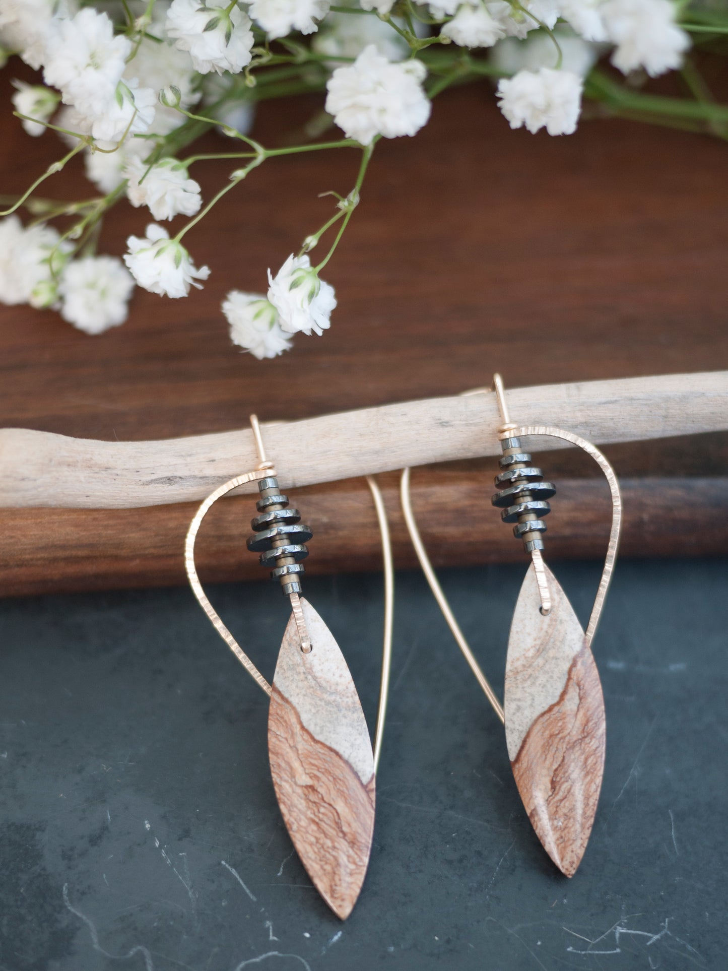Sculptural River Jasper Dangle Earrings