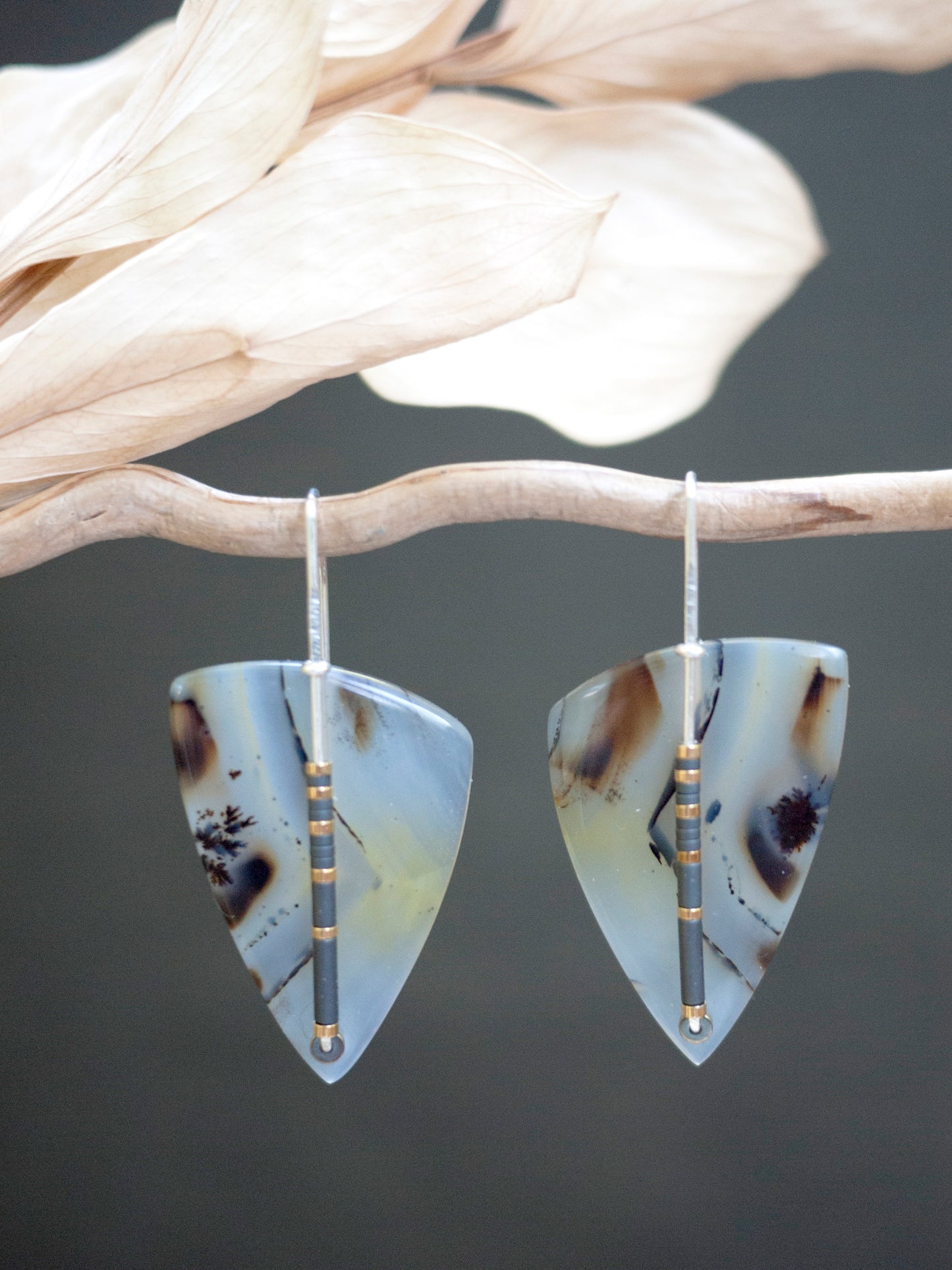 Triangle Montana Agate Earrings