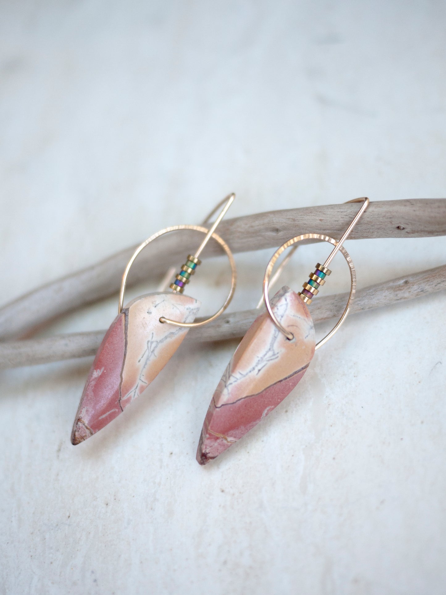 Nautilus Shaped Spiral Brecciated Jasper Earrings