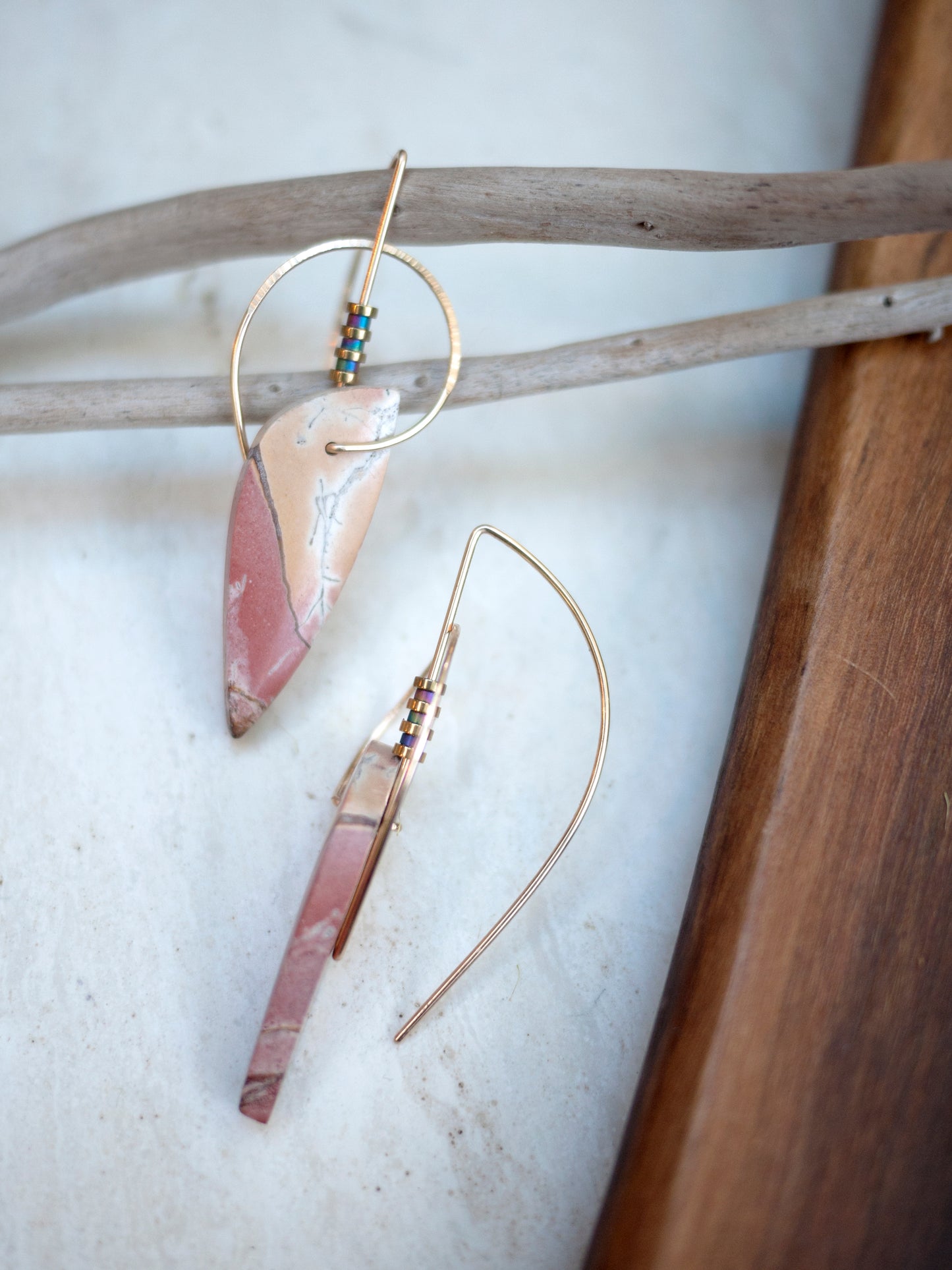 Nautilus Shaped Spiral Brecciated Jasper Earrings