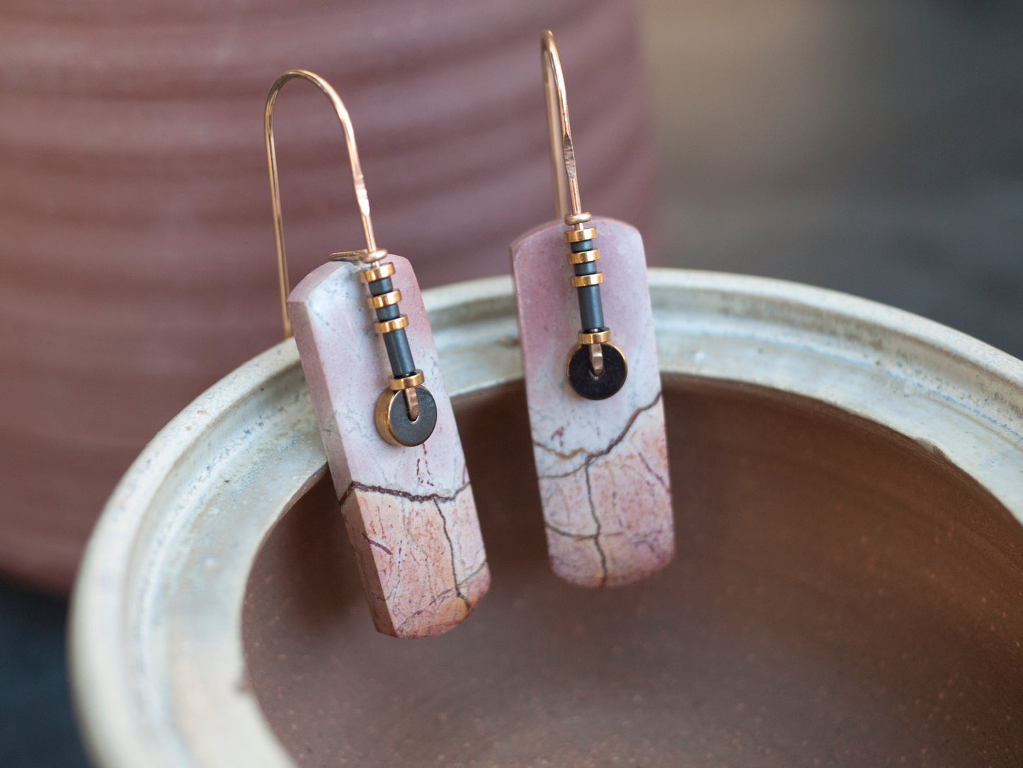 Pink Brecciated Jasper Earrings