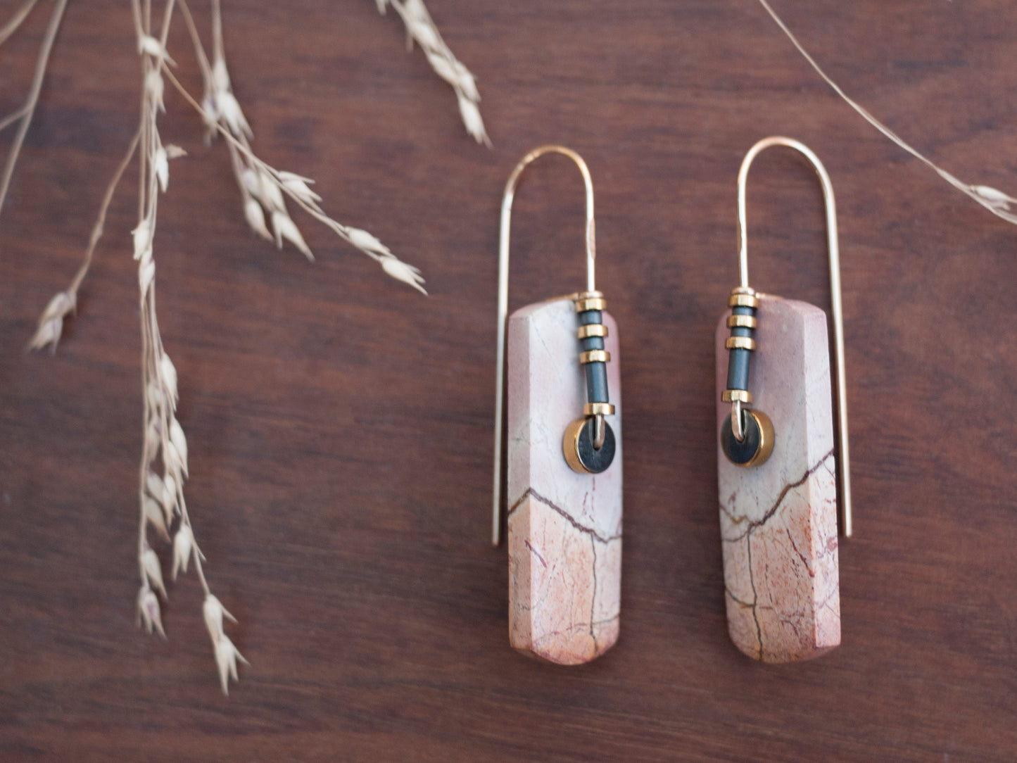 Pink Brecciated Jasper Earrings