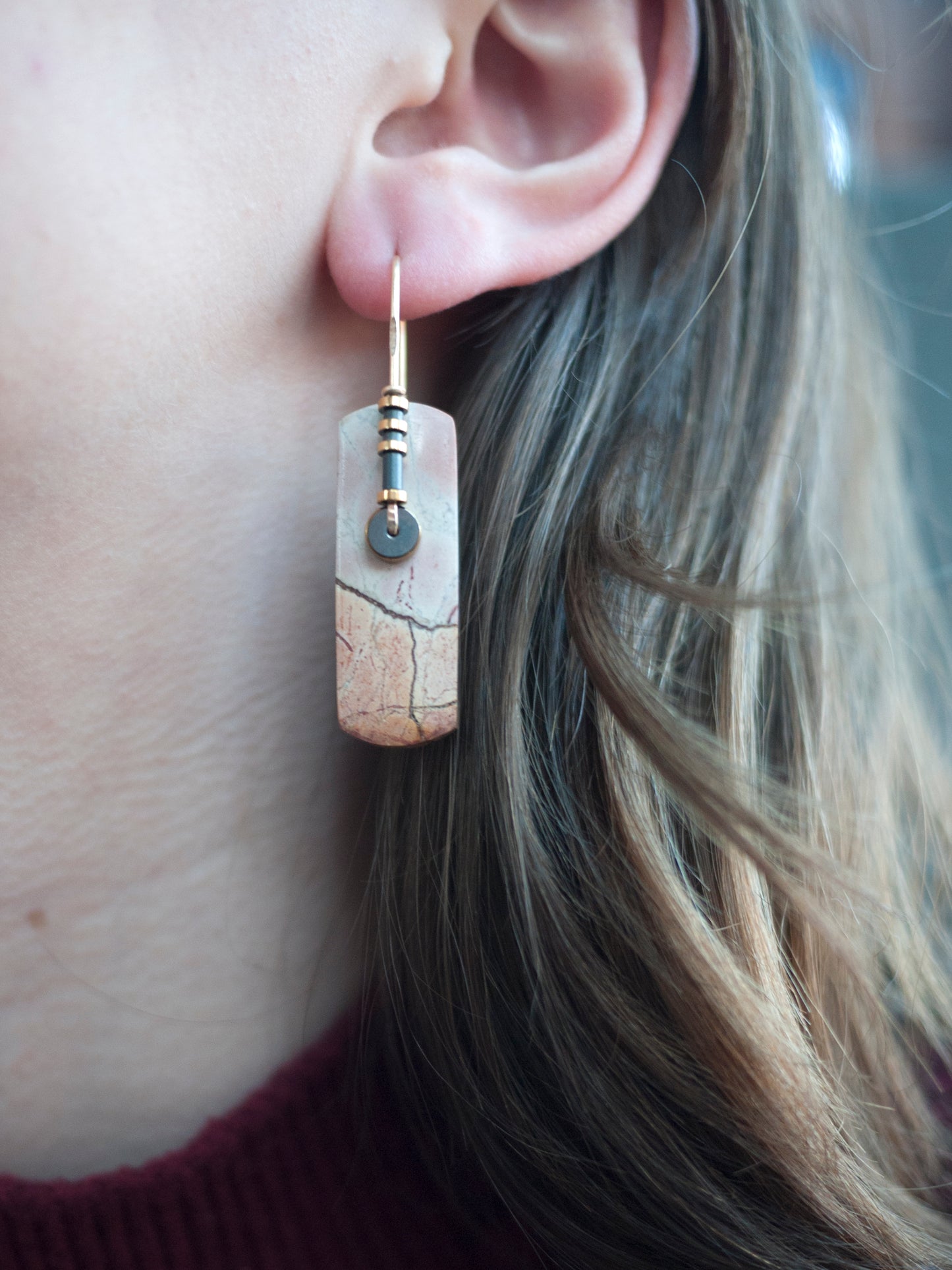 Pink Brecciated Jasper Earrings