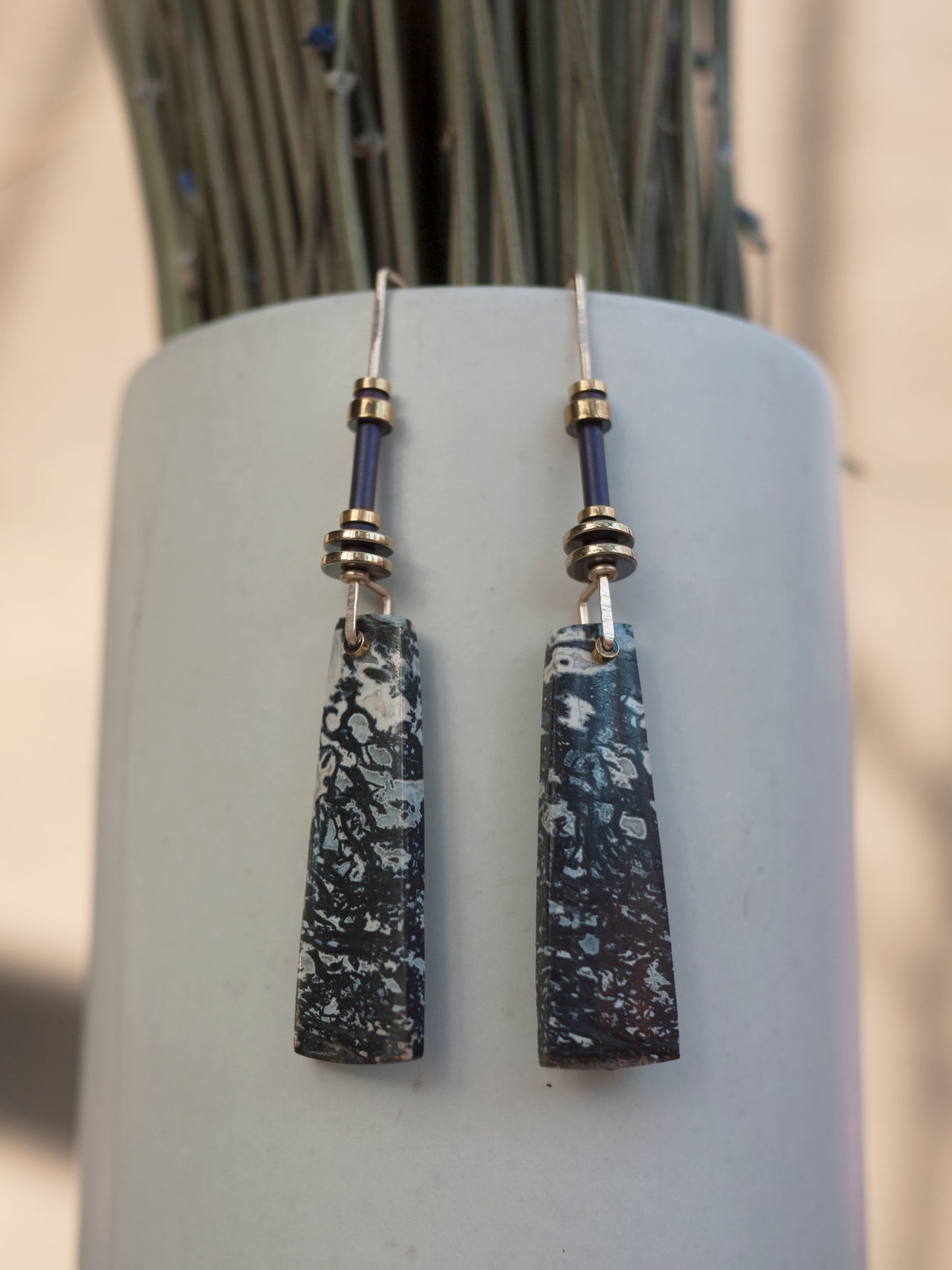 Petrified Palm Wood Drop Earrings