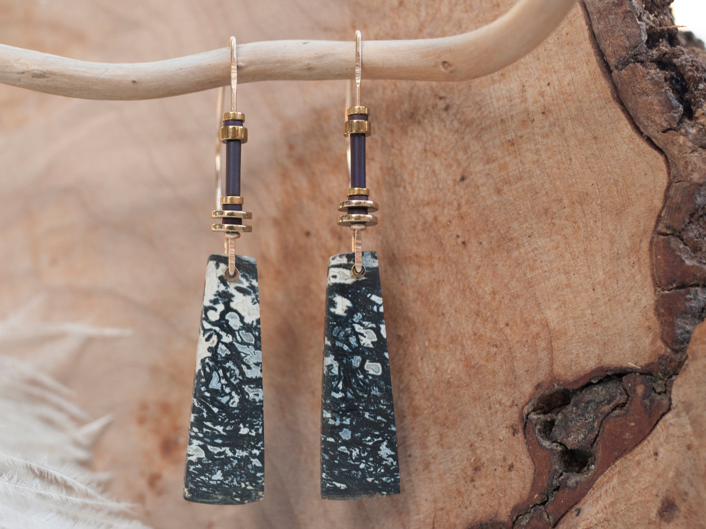 Petrified Palm Wood Drop Earrings