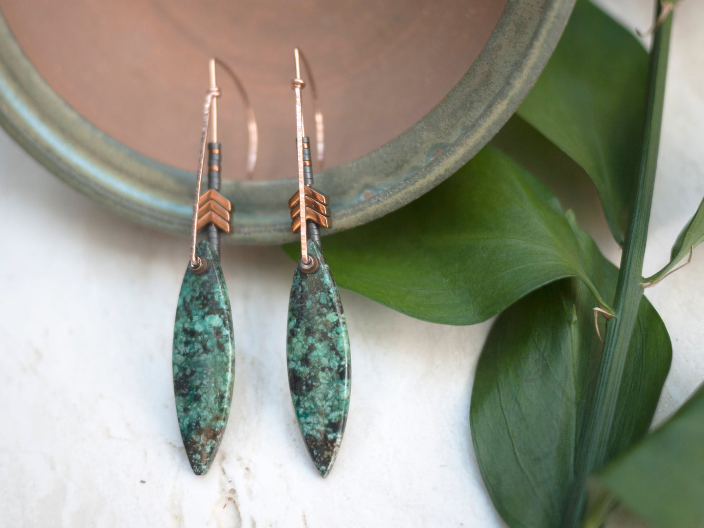 African Turquoise Marquee Chevron Earrings
