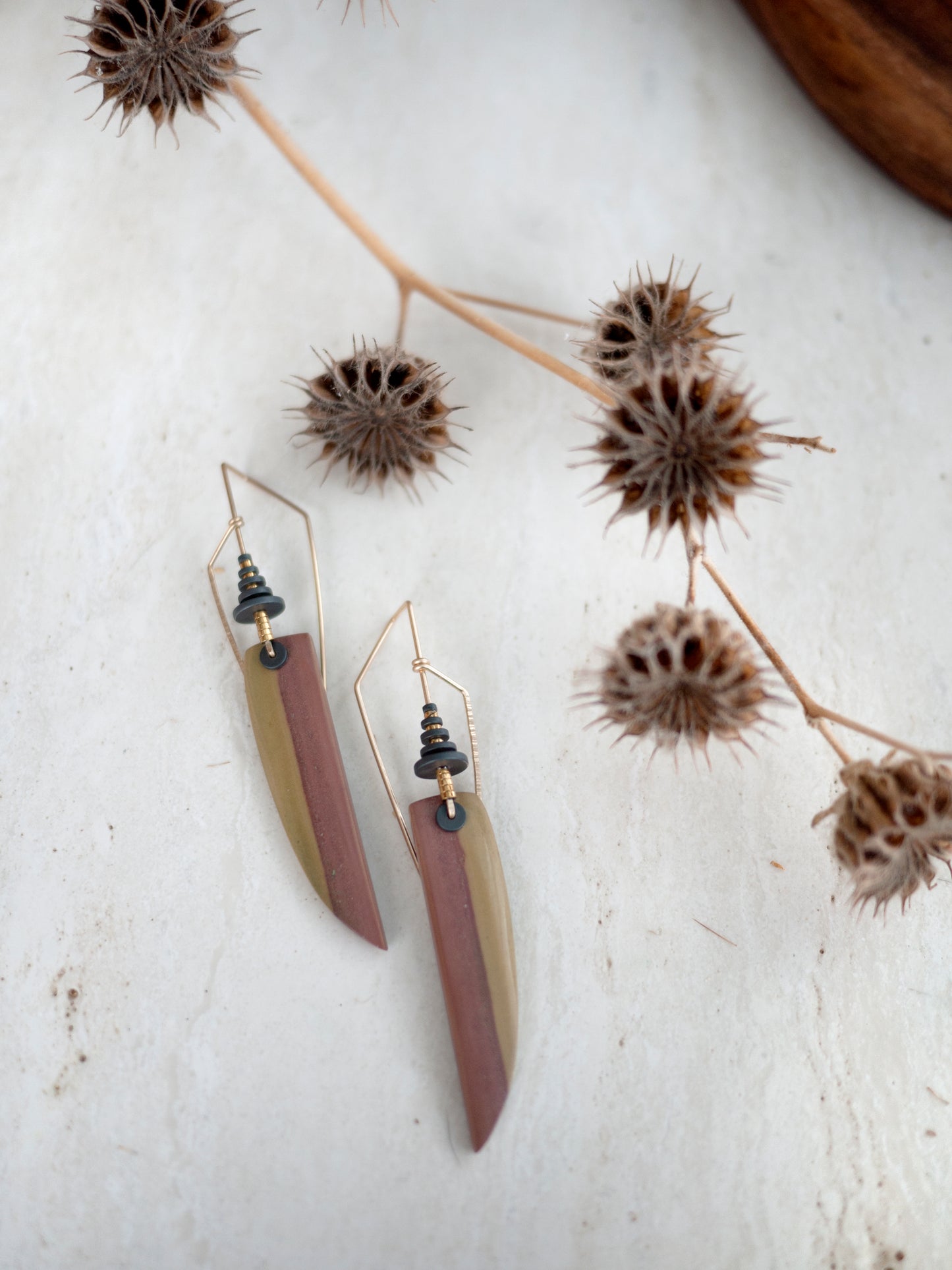 Angular Cherry Creek Jasper Drop Earrings