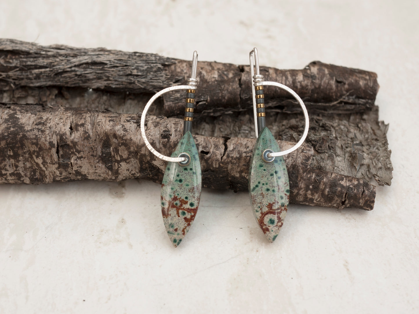 Forest Jasper Marquise Drop Earrings