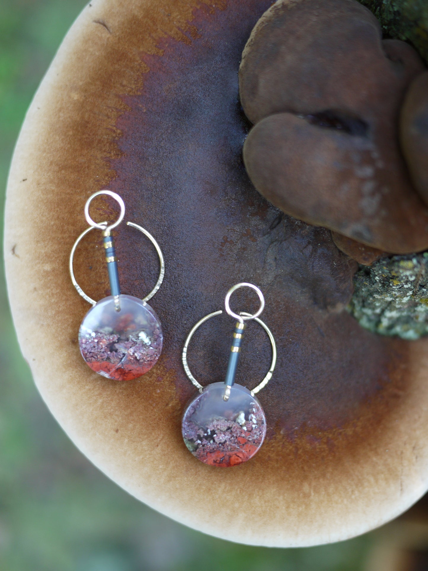Moss Agate Circle Motif Ear Jackets