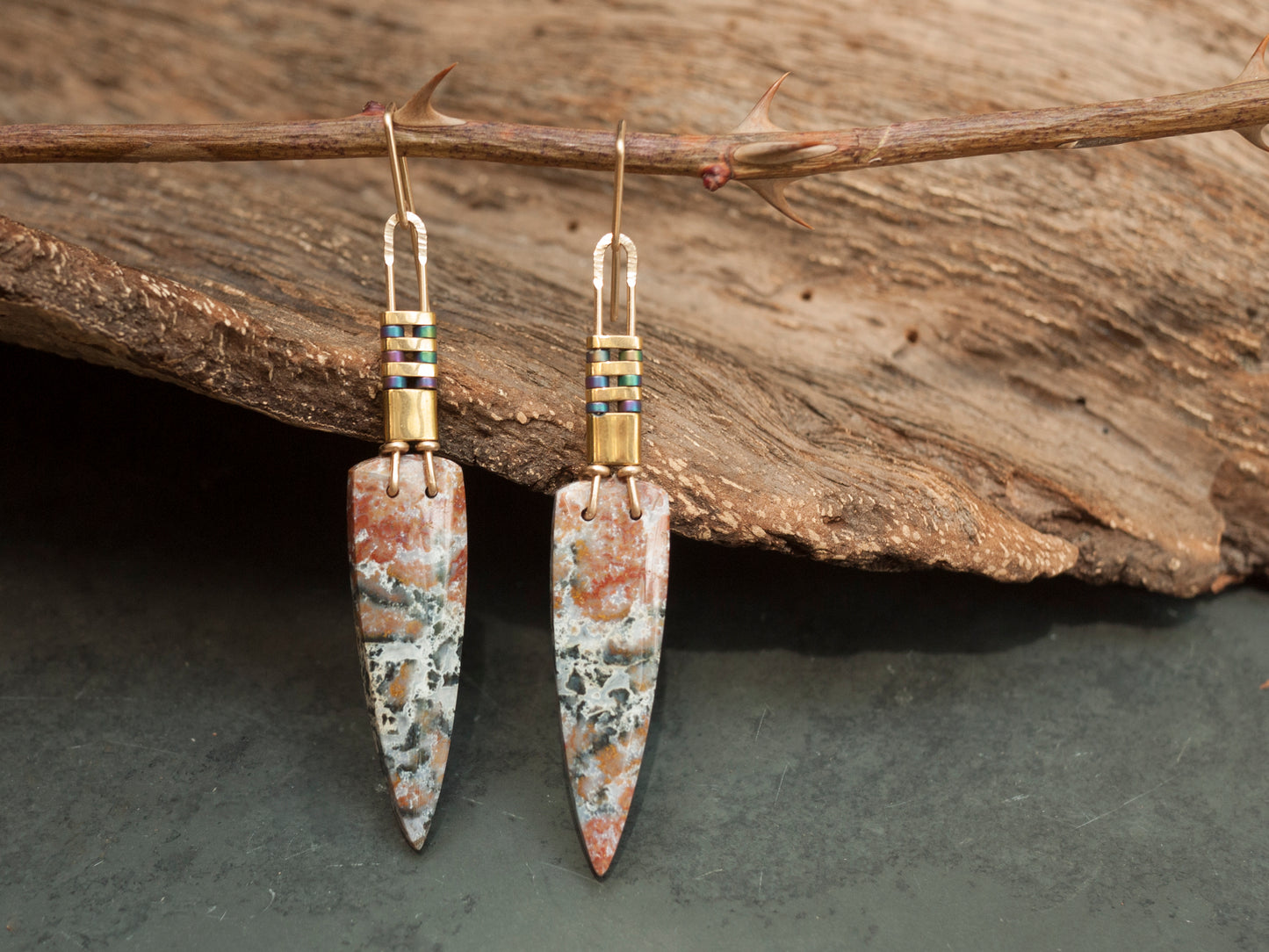 River Jasper Spear Dangle Earrings