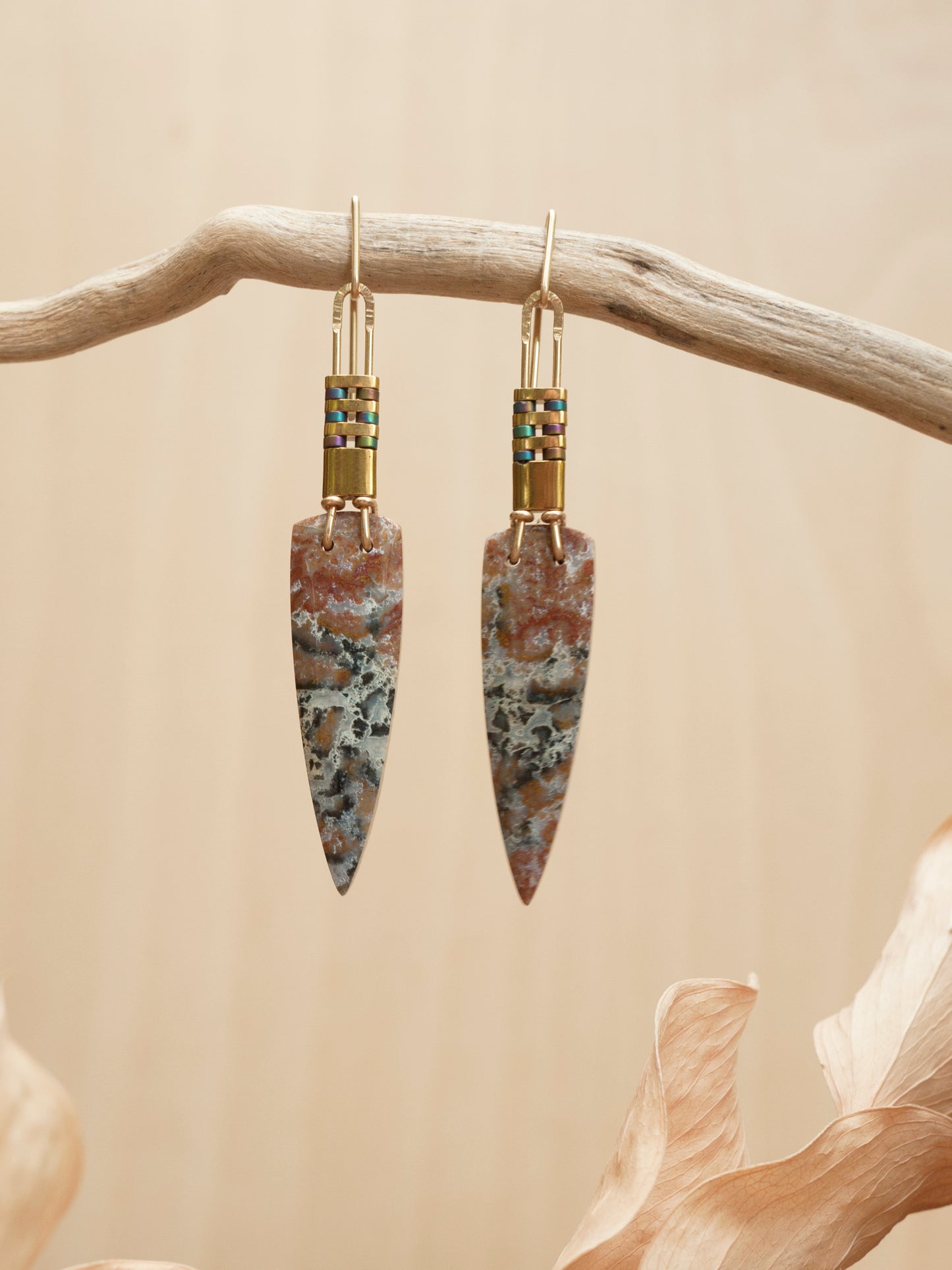 River Jasper Spear Dangle Earrings