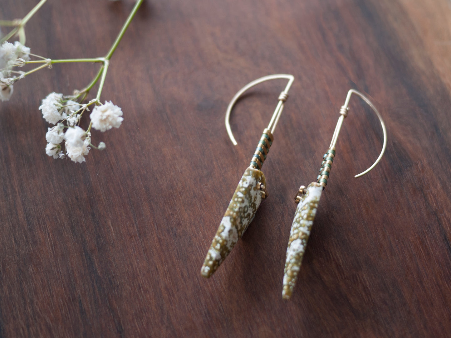 Ocean Jasper Spear Drop Earrings