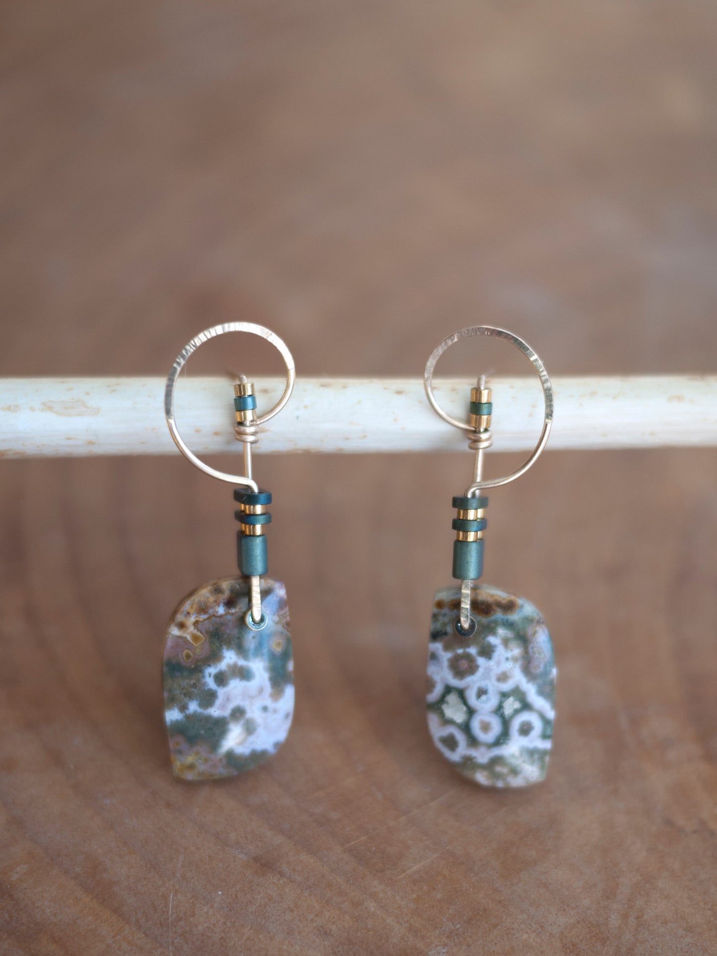 Ocean Jasper Spiral Post Earrings