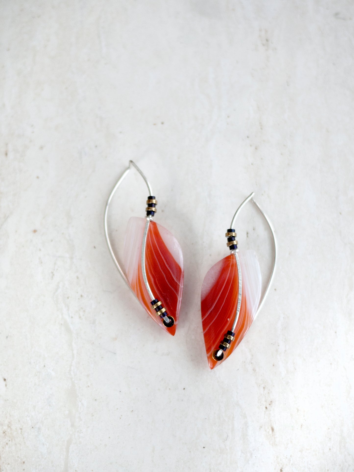 Orange Banded Agate Sculptural Earrings