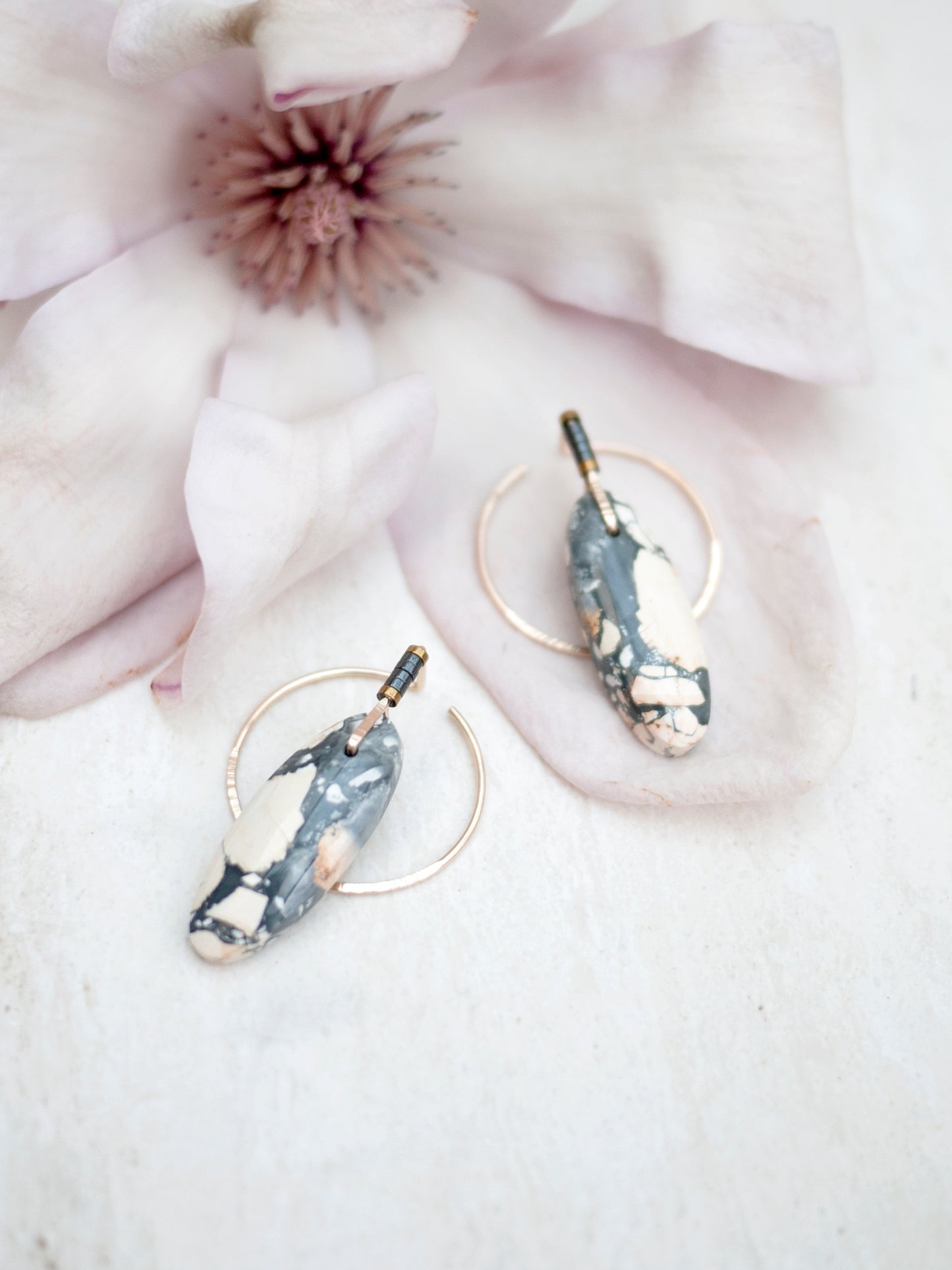 Oval Maligano Jasper Ear Jackets