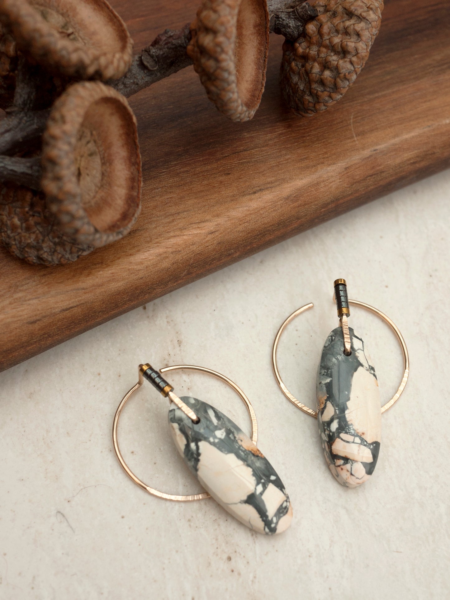 Oval Maligano Jasper Ear Jackets