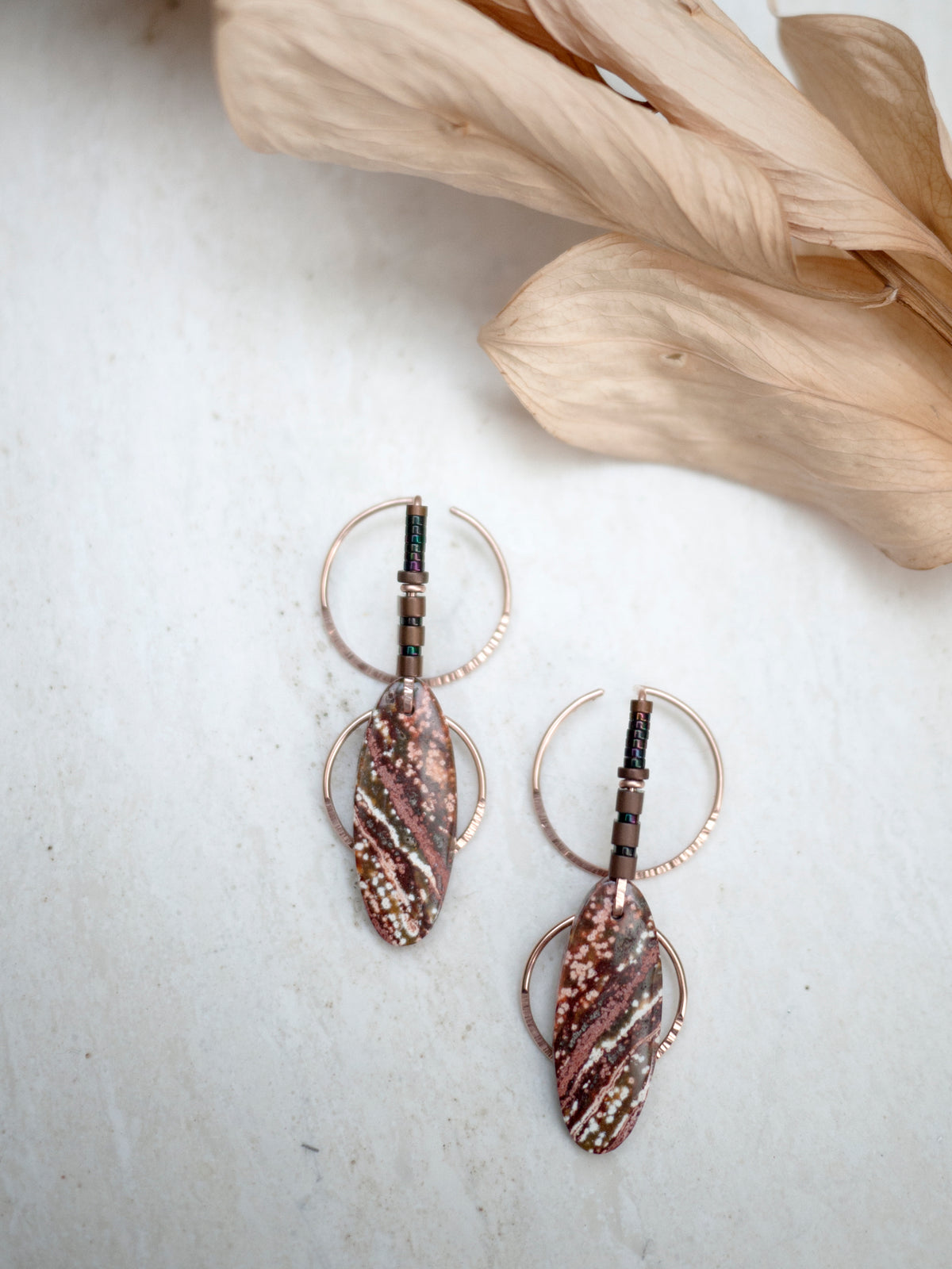 Ocean Jasper Circle Motif Ear Jackets