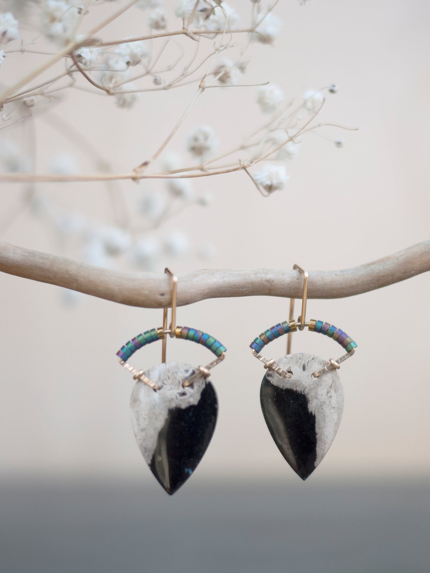 Petrified Palm Root Arch Earrings Dangle Earrings