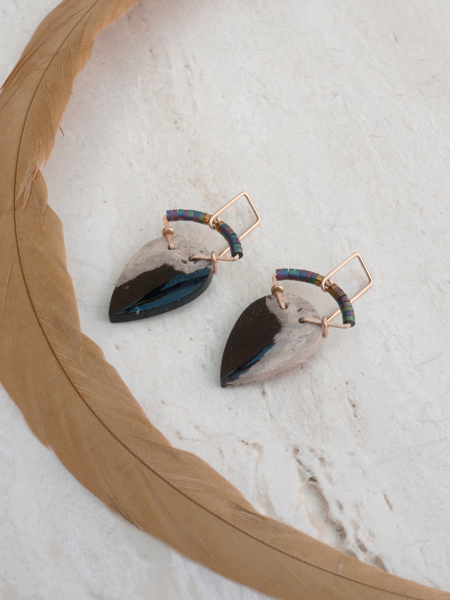 Petrified Palm Root Arch Earrings Dangle Earrings
