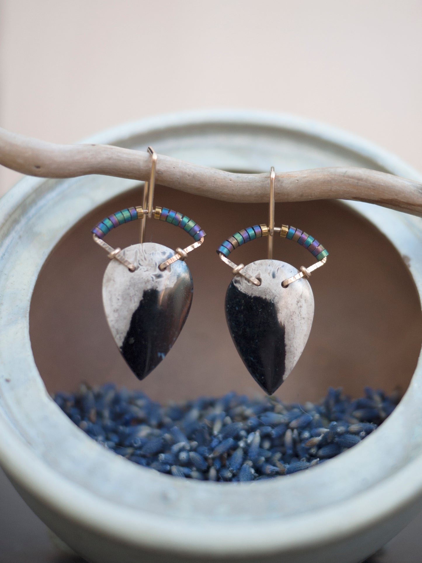 Petrified Palm Root Arch Earrings Dangle Earrings