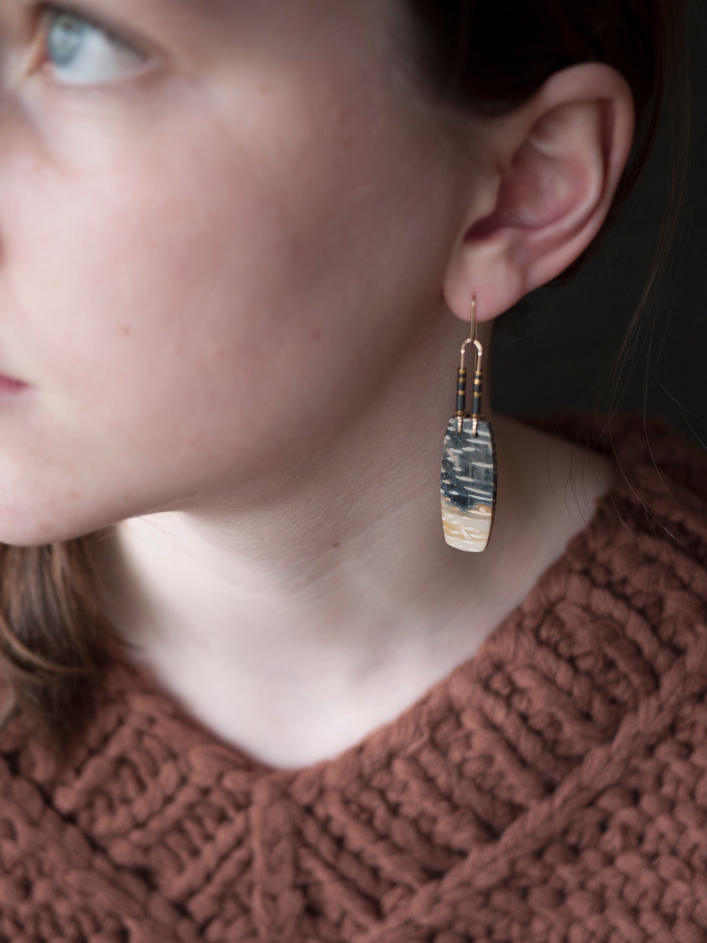 Petrified Palm Root Dangle Earrings