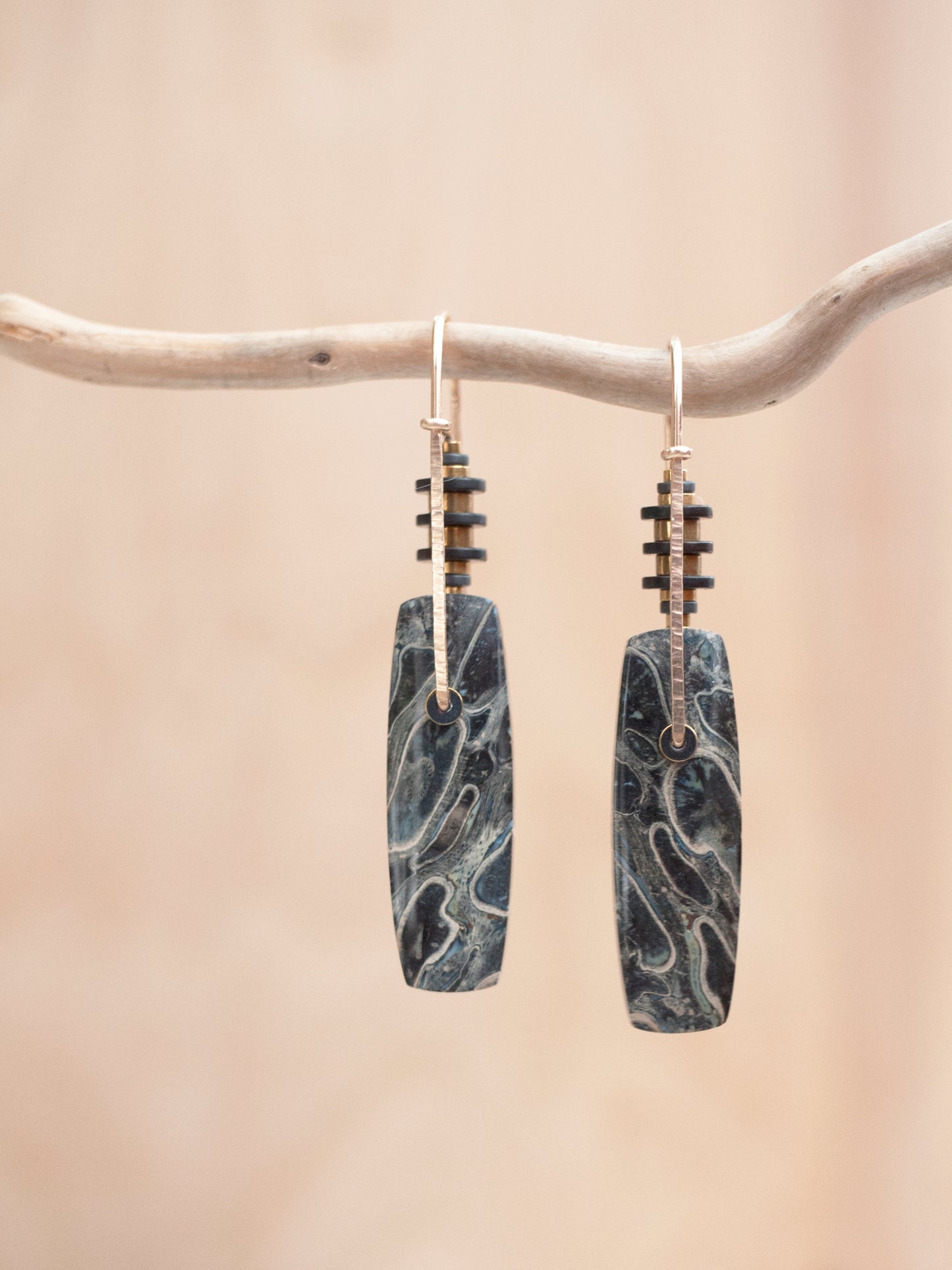Petrified Palm Root Drop Earrings
