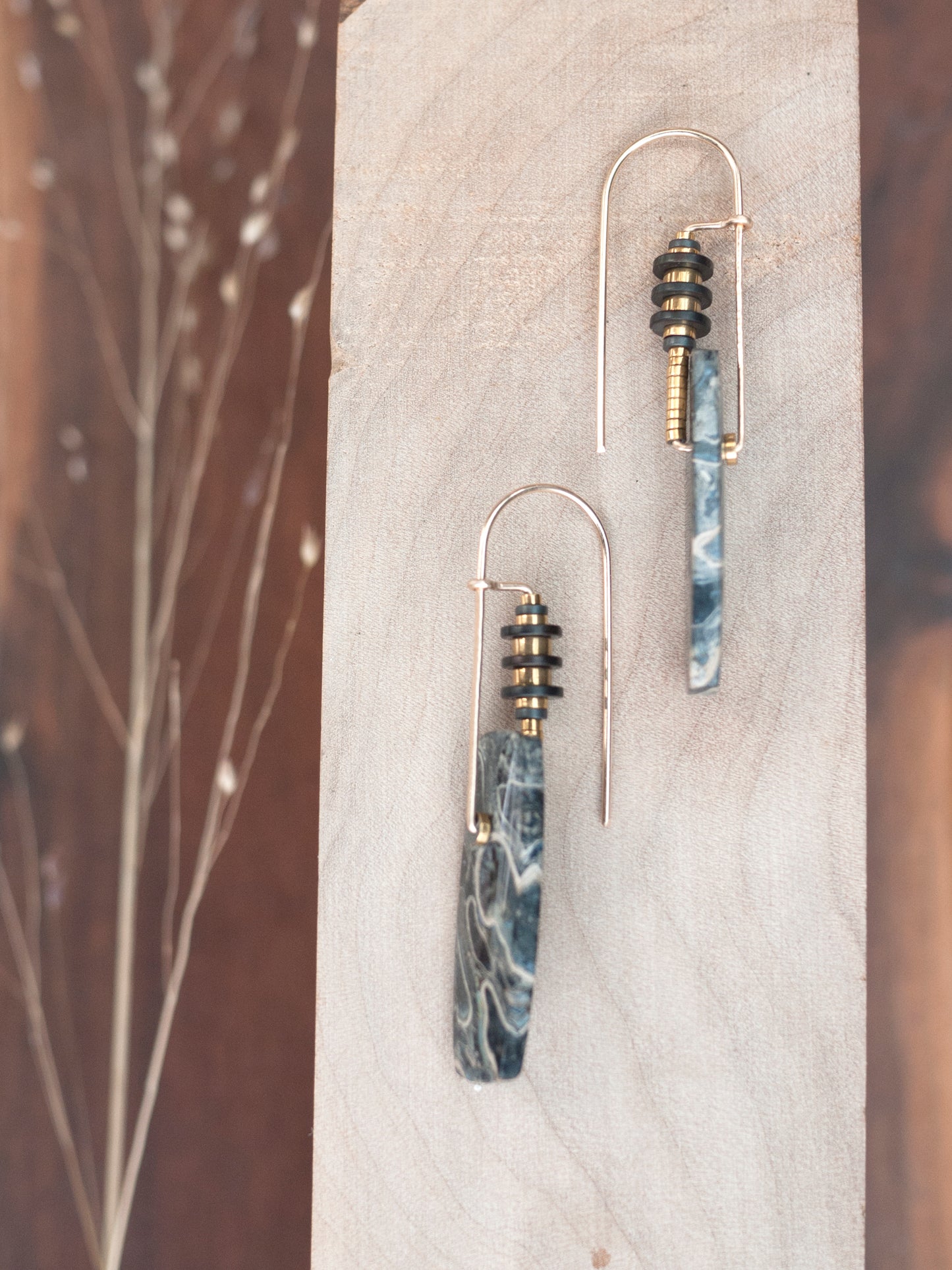 Petrified Palm Root Drop Earrings
