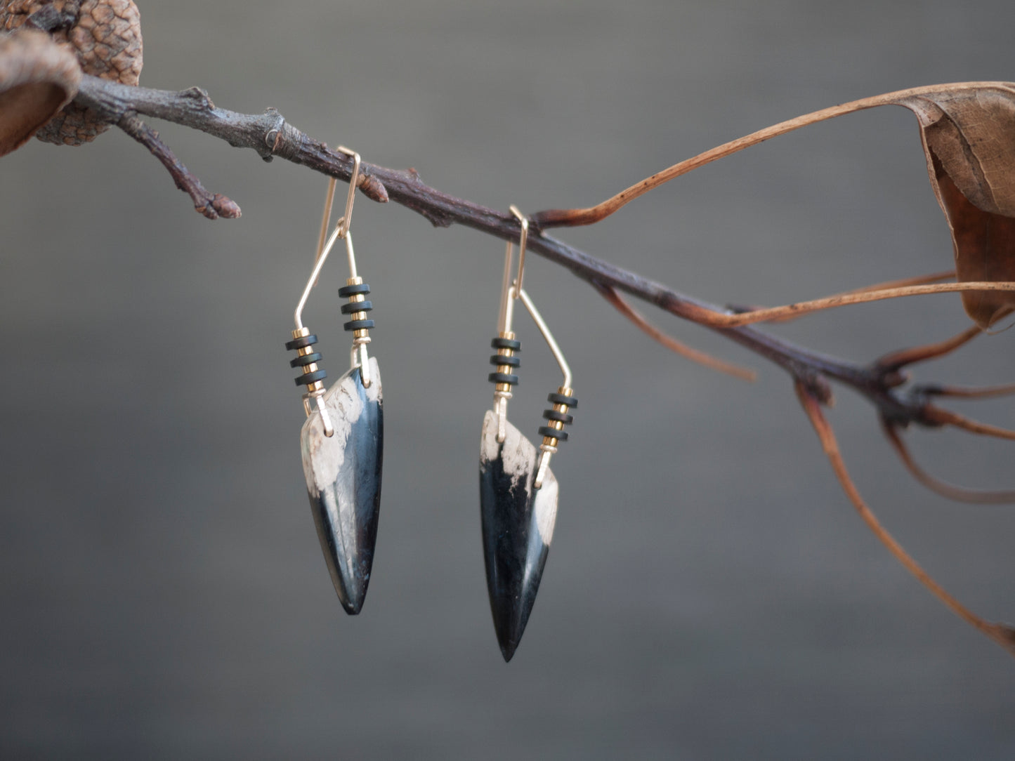 Petrified Palm Root Dangle Earrings