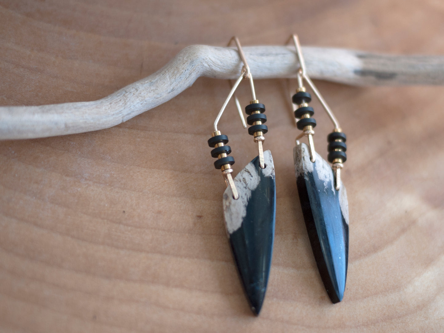 Petrified Palm Root Dangle Earrings