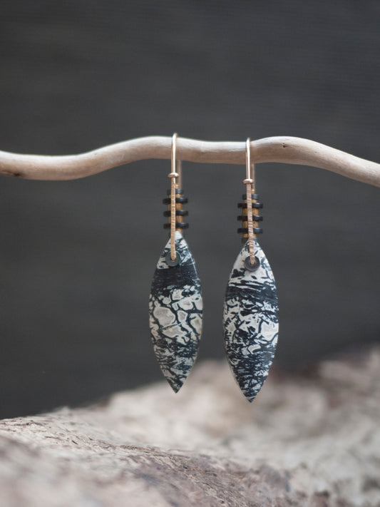 Palmwood Marquise Drop Earrings